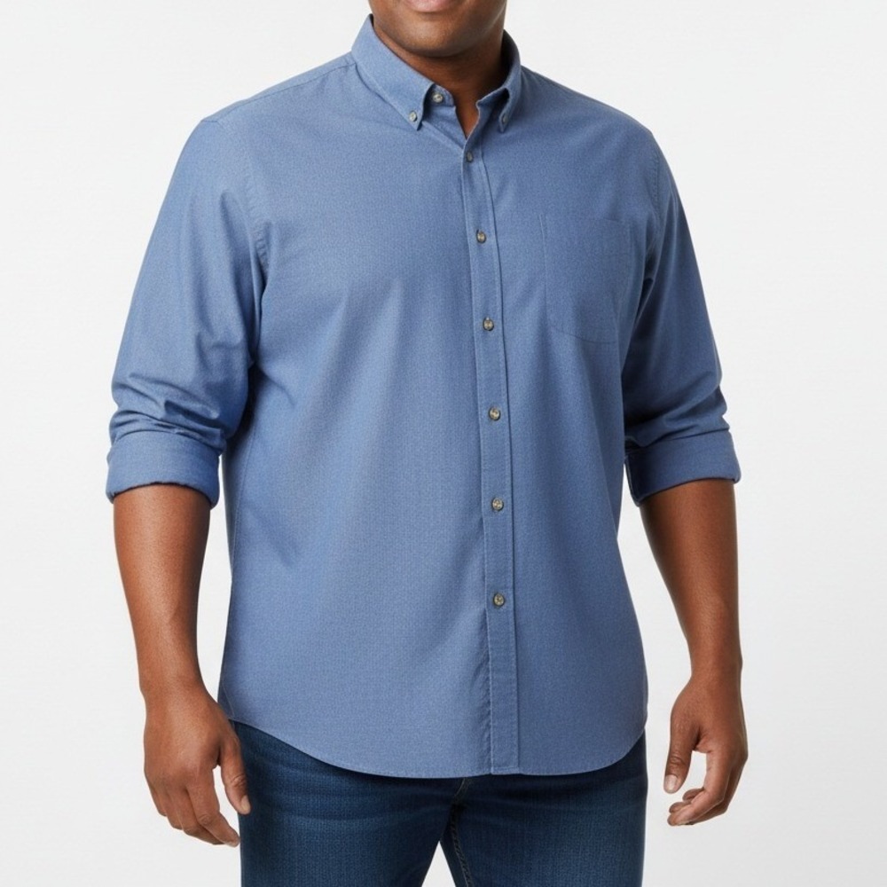 HB Harbor Bay Mens 3XL‎ Blue Button Down Long Sleeve Shirt Business Casual